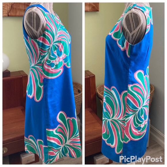 &Lilly Pulitzer Stephanie Shift Style#86273 Novelty Big Bang print Brewster Blue - Picture 2 of 16